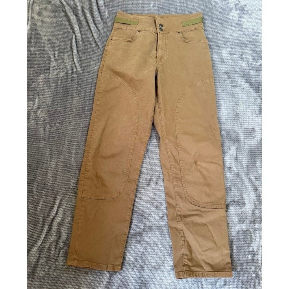 Veronica Beard Jeans Tapered Leg High Rise Khaki Tan Utility Double Knee 28X26.